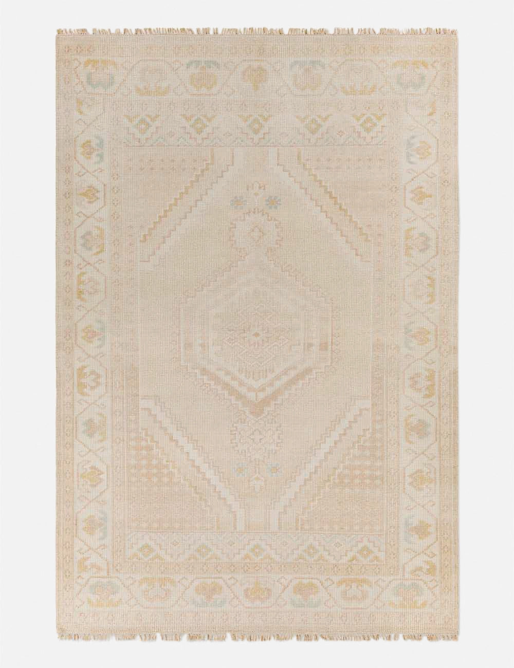 Lotus Hand-Knotted Wool-Blend Rug trendy fashion rug