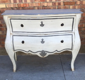LOUIS XV GRAY PAINTED 2 DRAWER BOMBAY CHEST interior room decor