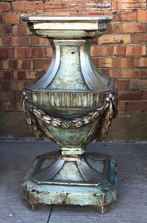 LOUIS XVI SIILVER GILT AND BLUE PEDESTAL BASE