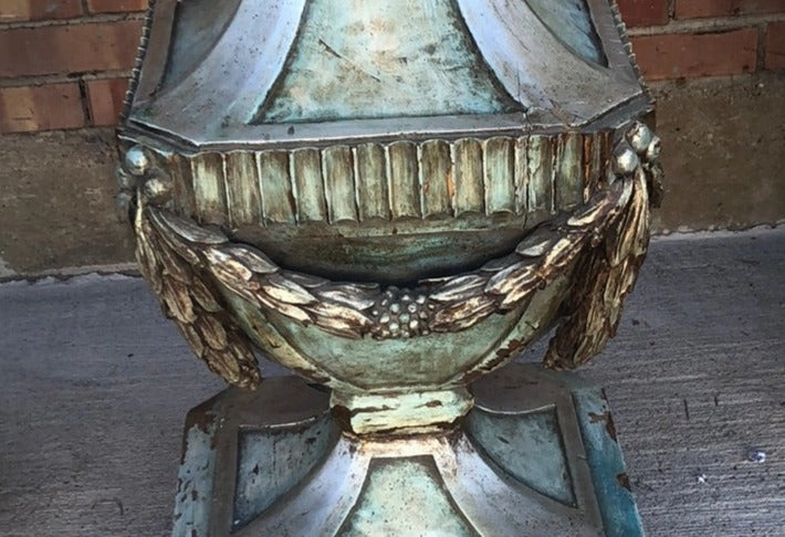 LOUIS XVI SIILVER GILT AND BLUE PEDESTAL BASE