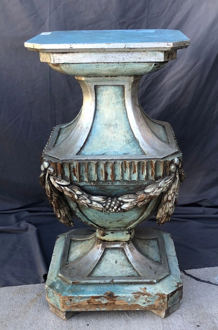 LOUIS XVI SIILVER GILT AND BLUE PEDESTAL BASE interior room decor
