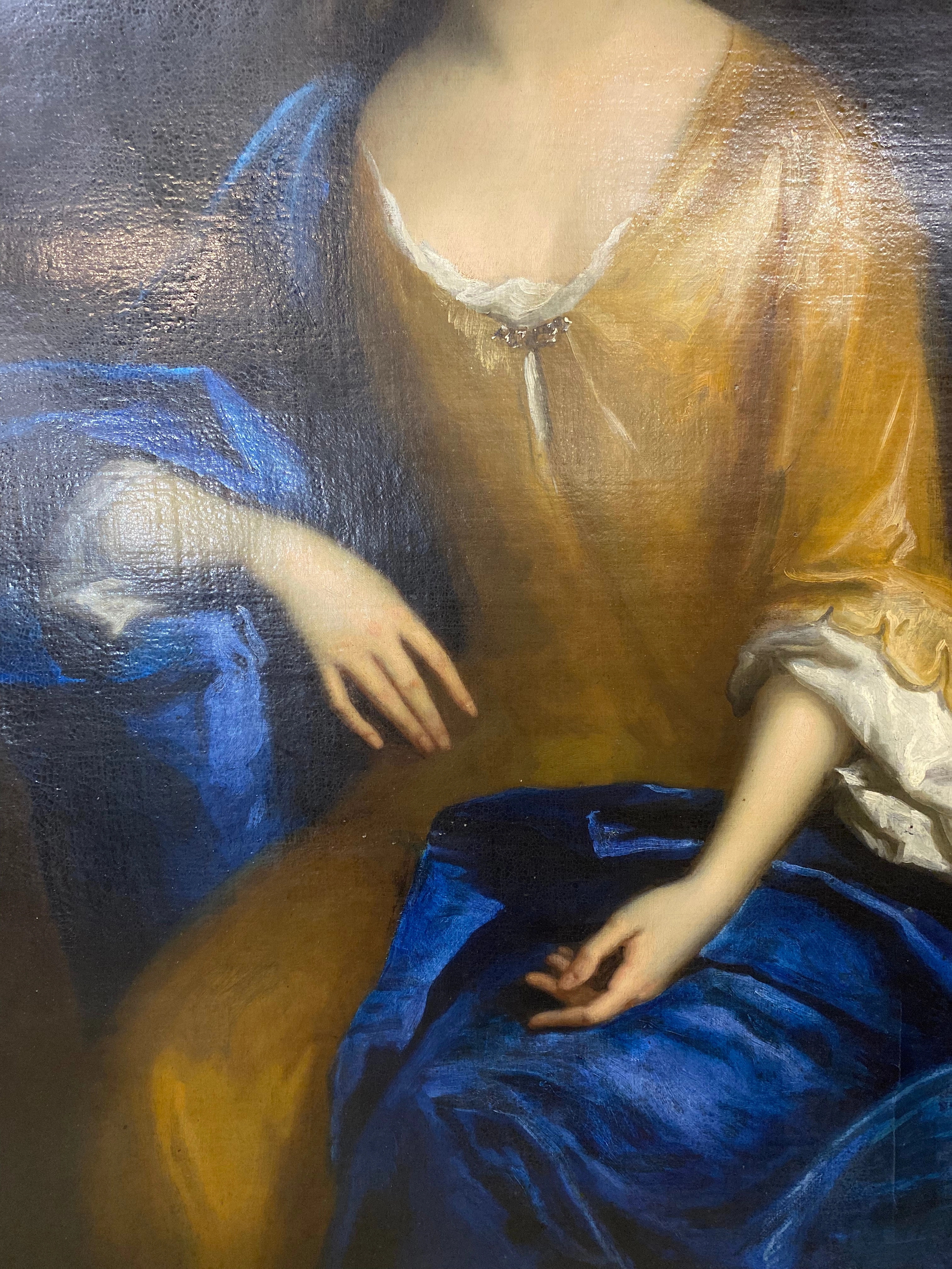 LOVELY LADY IN BLUE OIL PAINTING