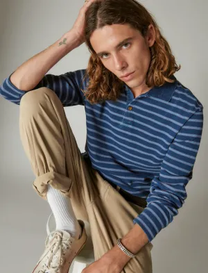 Lucky Brand Indigo Pique Streifen Polo # 419 Indigo Lucky Brand