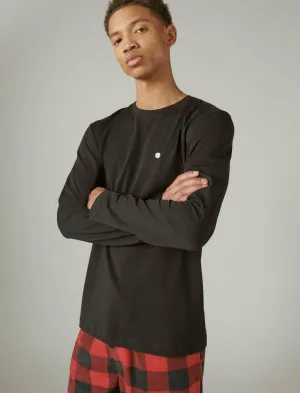Lucky Brand Langarm-Crew-T-Shirt Stretch Schwarz Lucky Brand