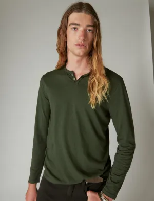 Lucky Brand Venice Burnout Langarm-Ausschnitt mit Spitzeneinsatz Zypresse Lucky Brand