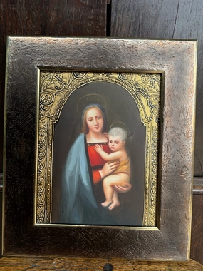 MADONNA AND CHILD OIL PAINTING IN GOLD FRAME classic mural painting