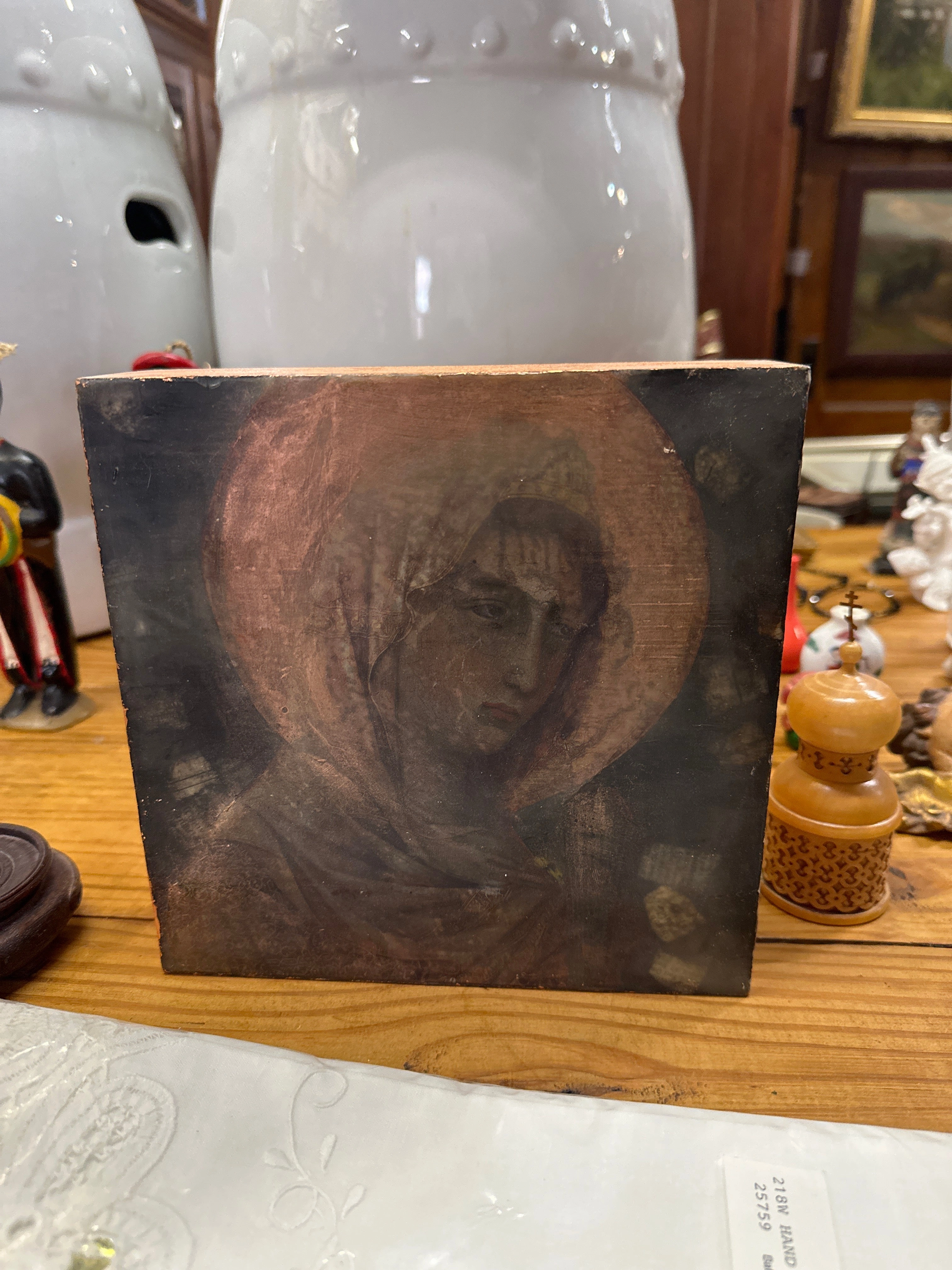 MADONNA PAINTING IN BOX STYLE FRAME classic mural painting