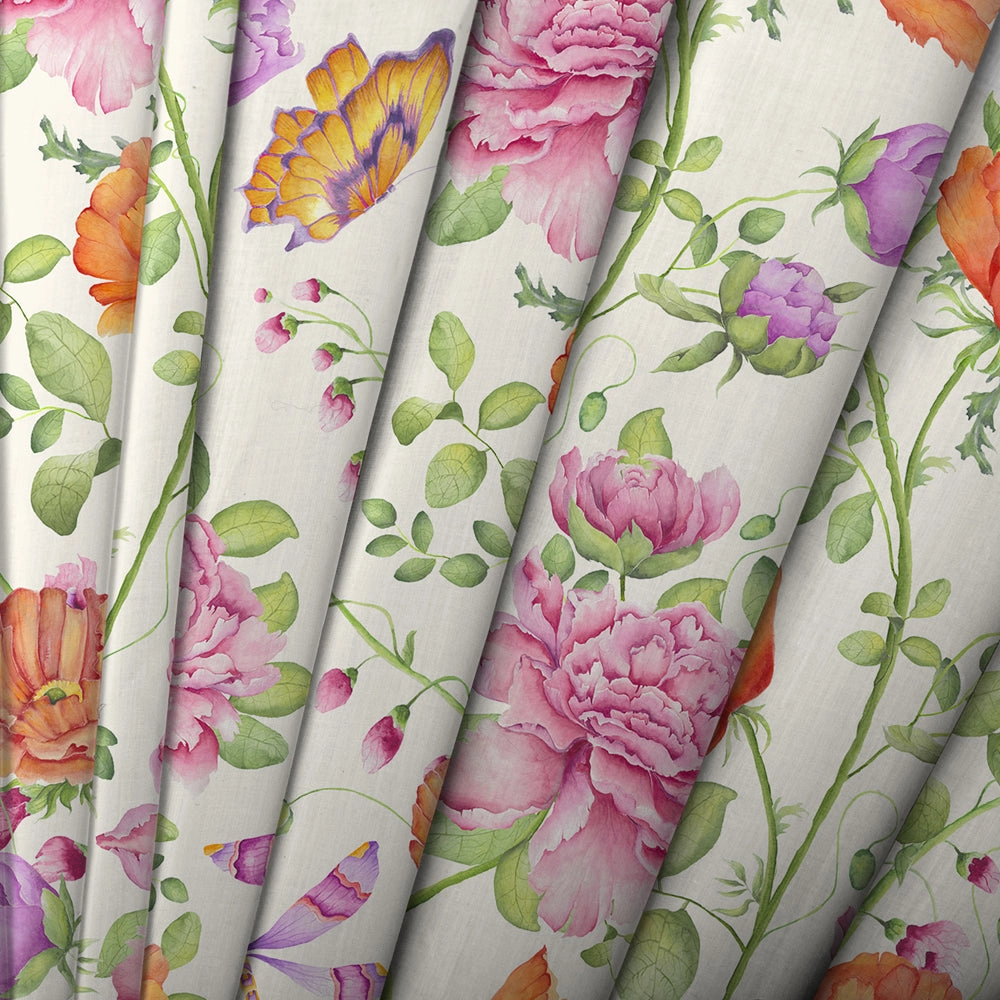Maisie Printed Cotton Fabric (By The Metre) Fuchsia