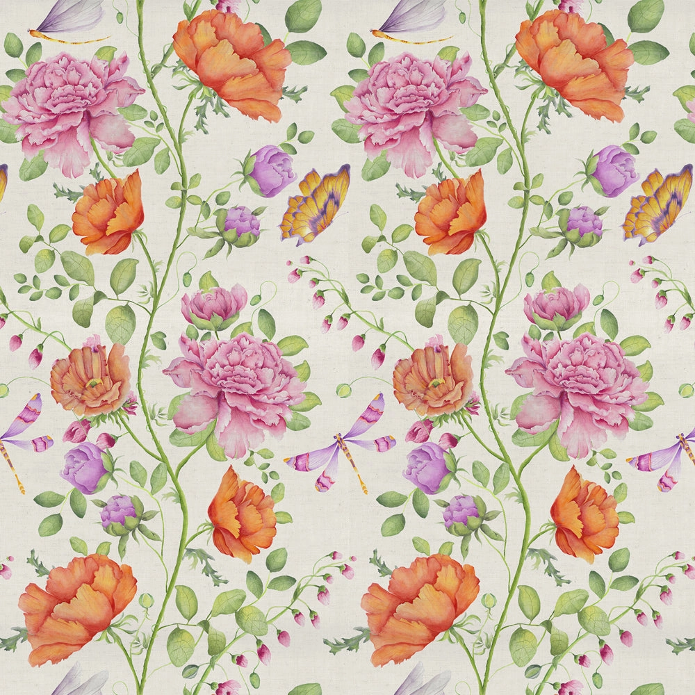 Maisie Printed Cotton Fabric (By The Metre) Fuchsia
