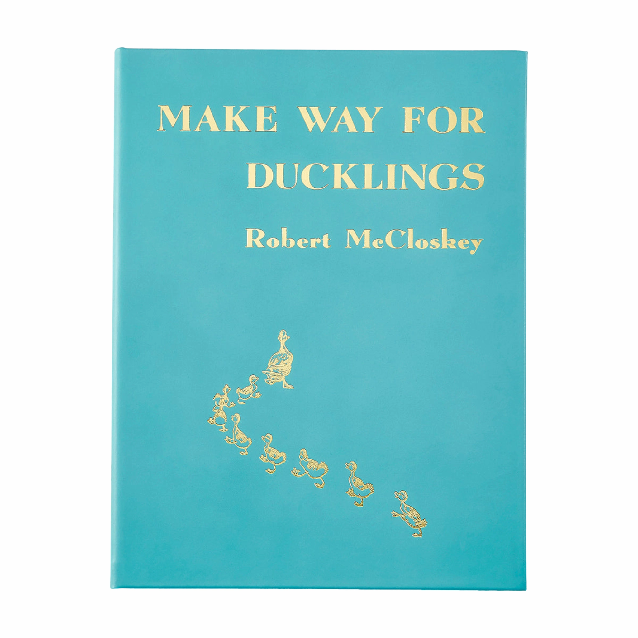 Make Way For Ducklings Teal Blue Italian Leather Book-- Can Be Personalized home display ornament
