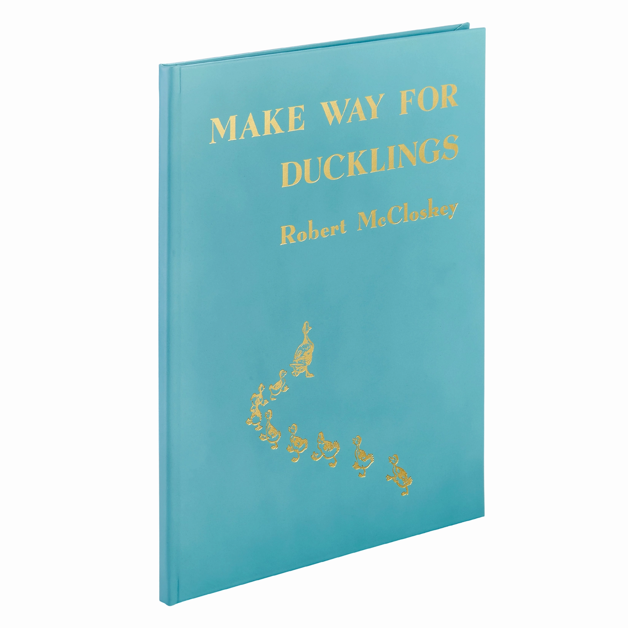 Make Way For Ducklings Teal Blue Italian Leather Book-- Can Be Personalized