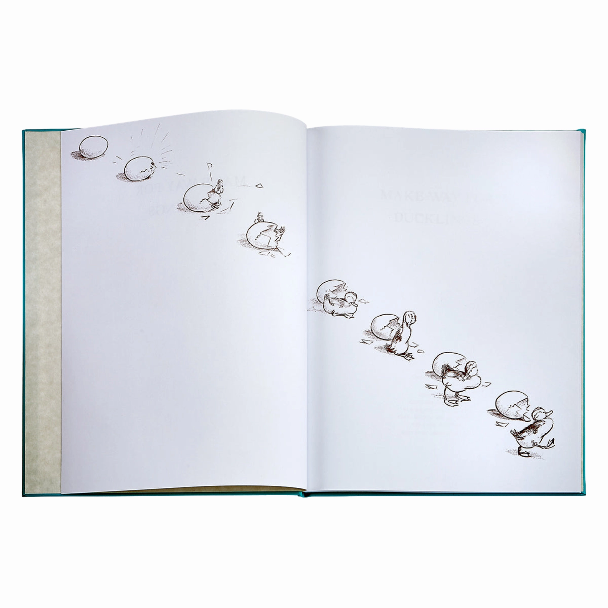 Make Way For Ducklings Teal Blue Italian Leather Book-- Can Be Personalized