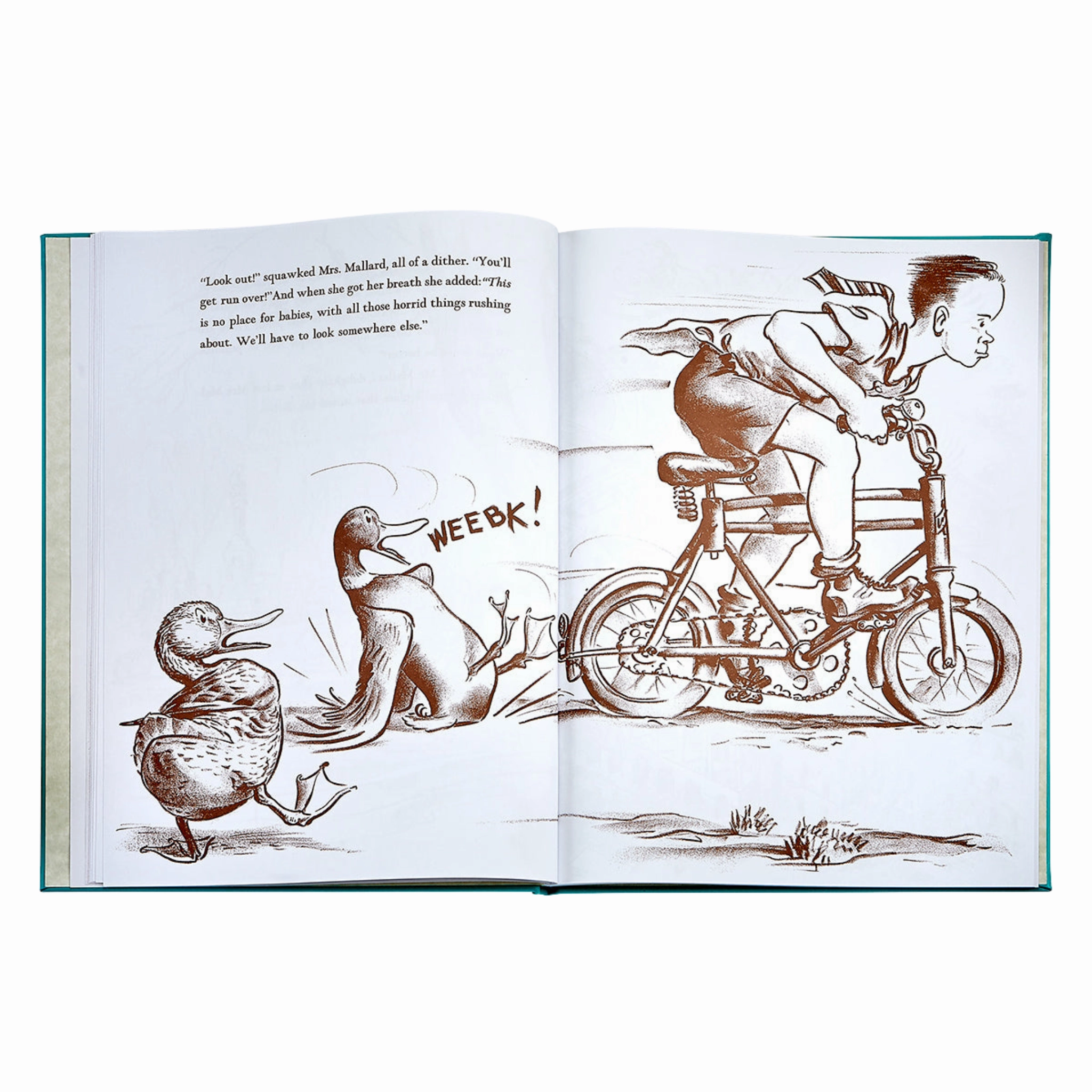 Make Way For Ducklings Teal Blue Italian Leather Book-- Can Be Personalized