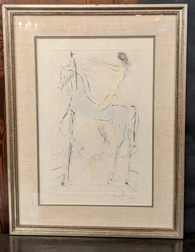 MAN ON A HORSE SIGNED AND NUMBERED PRINT BY SALVADOR DALI 64/200 interior room decor