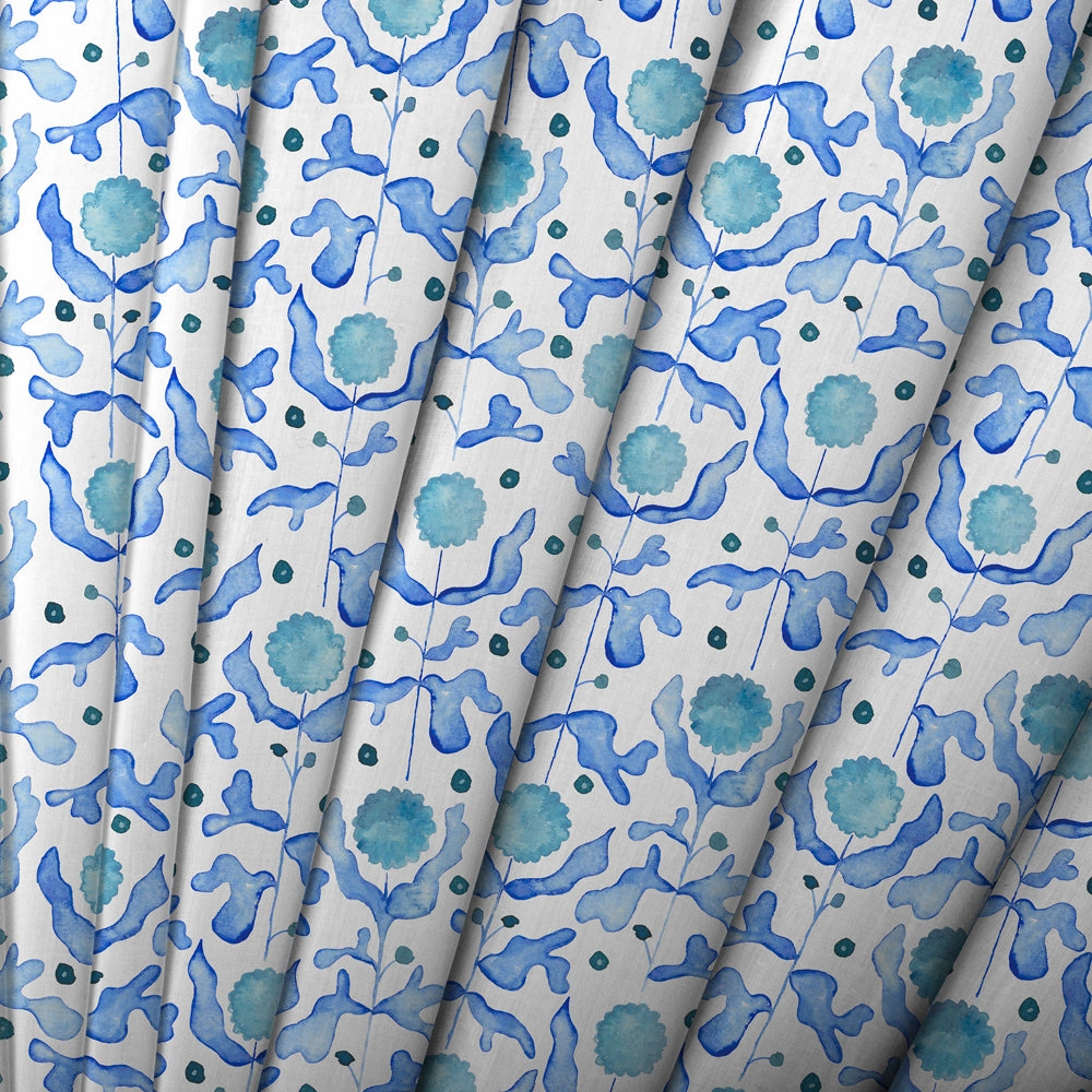 Mariani Printed Cotton Fabric (By The Metre) Cobalt
