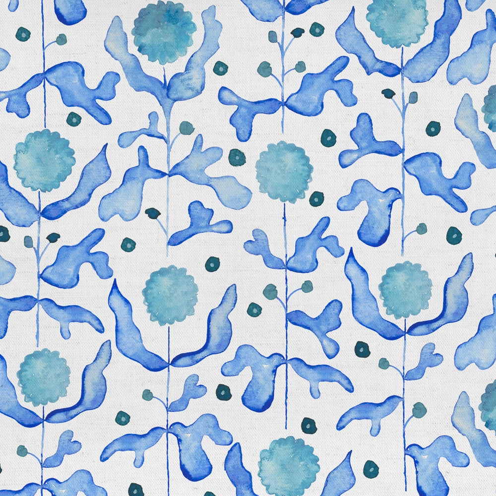 Mariani Printed Cotton Fabric (By The Metre) Cobalt elegant table cloth  
