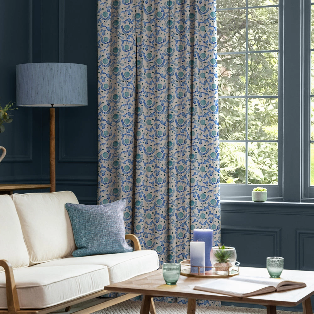 Mariani Printed Cotton Fabric (By The Metre) Cobalt