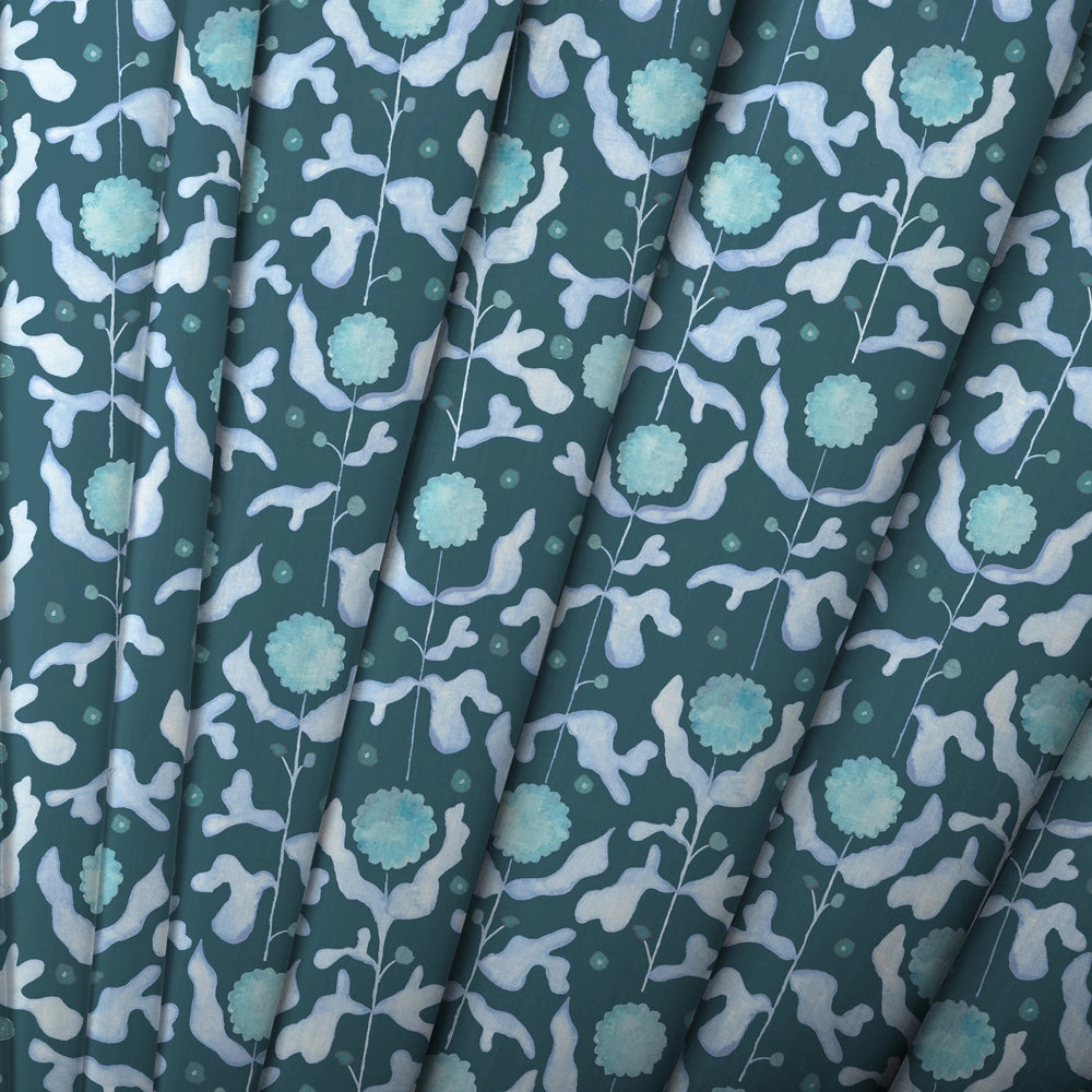 Mariani Printed Cotton Fabric (By The Metre) Teal