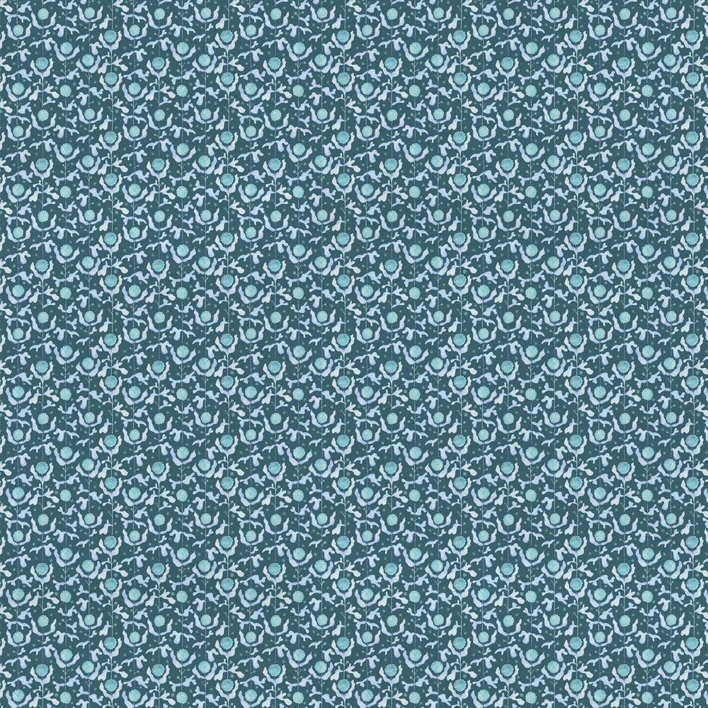 Mariani Printed Cotton Fabric (By The Metre) Teal