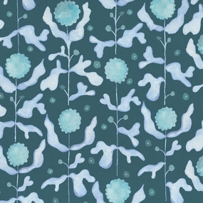 Mariani Printed Cotton Fabric (By The Metre) Teal elegant table cloth  