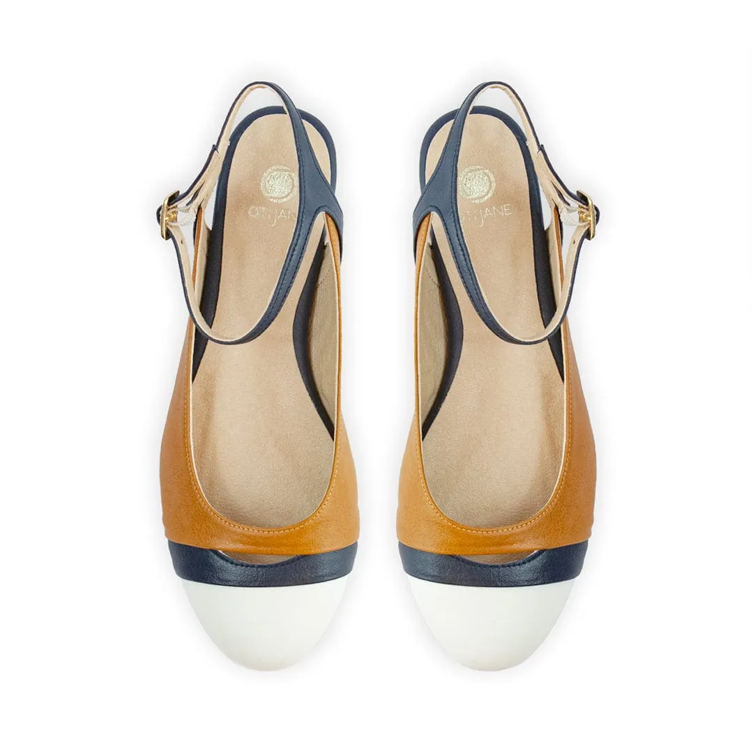Mariola Vegan Leder aus Mais Slingback Pumps | Kamel