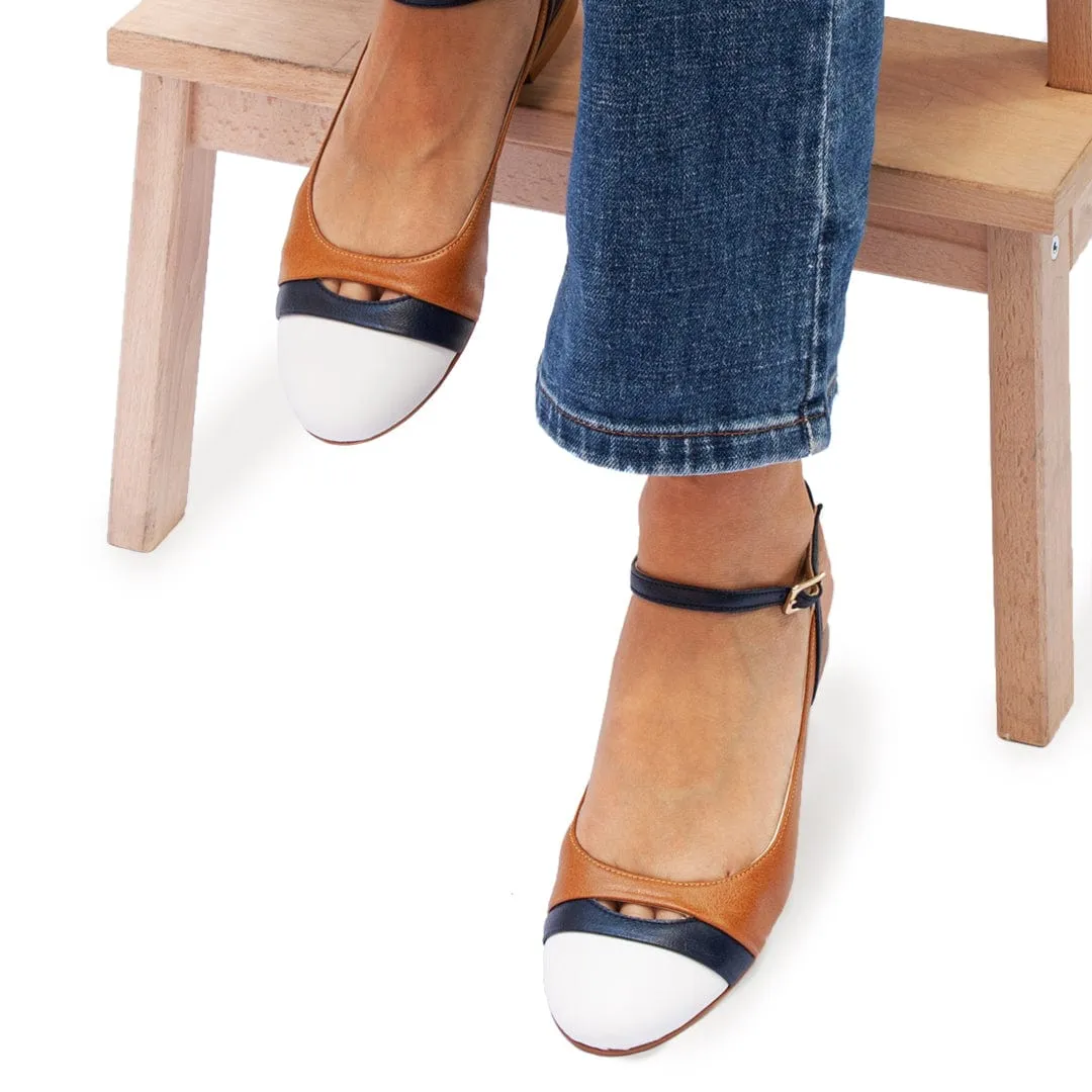 Mariola Vegan Leder aus Mais Slingback Pumps | Kamel