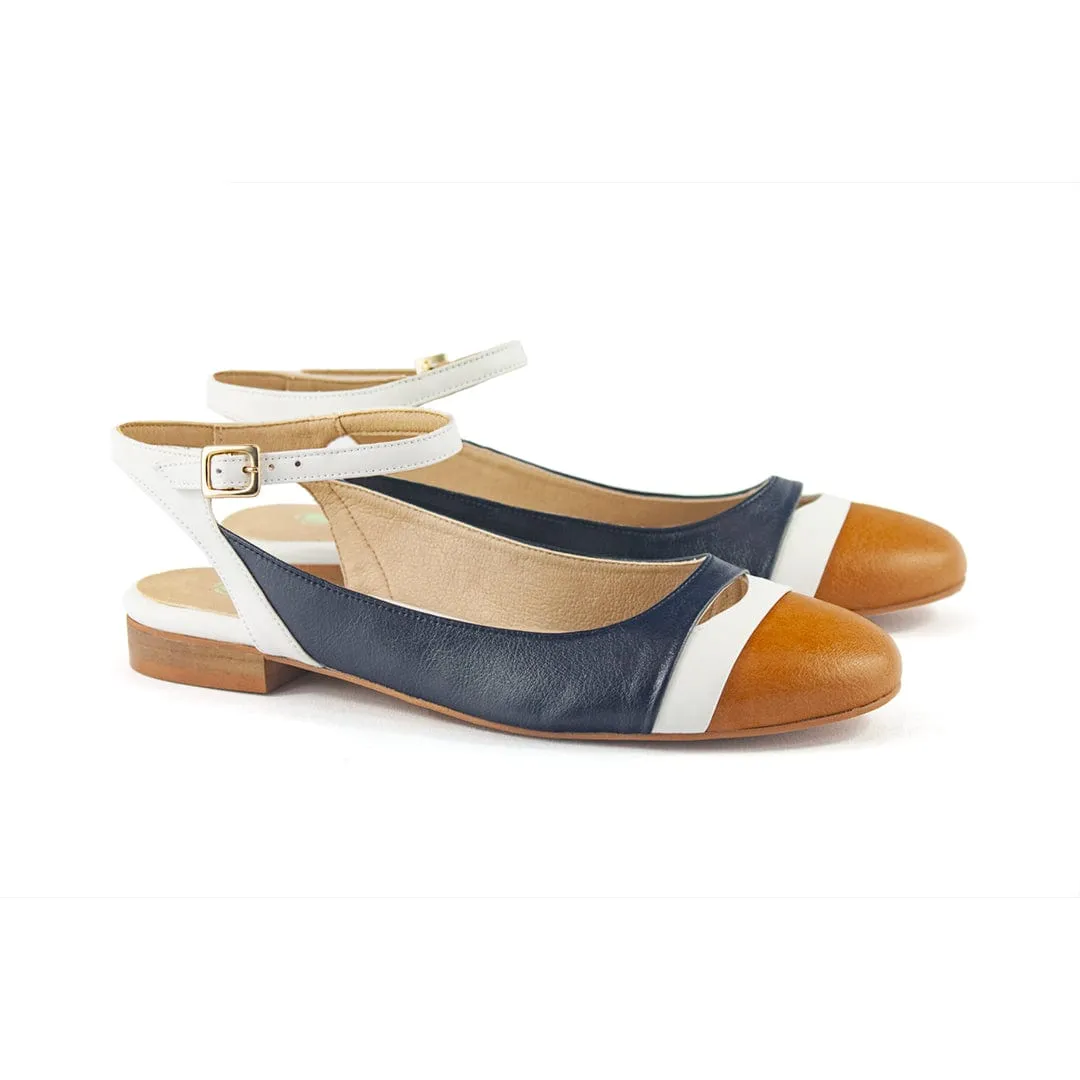 Mariola Vegan Leder aus Mais Slingback Pumps | Marineblau