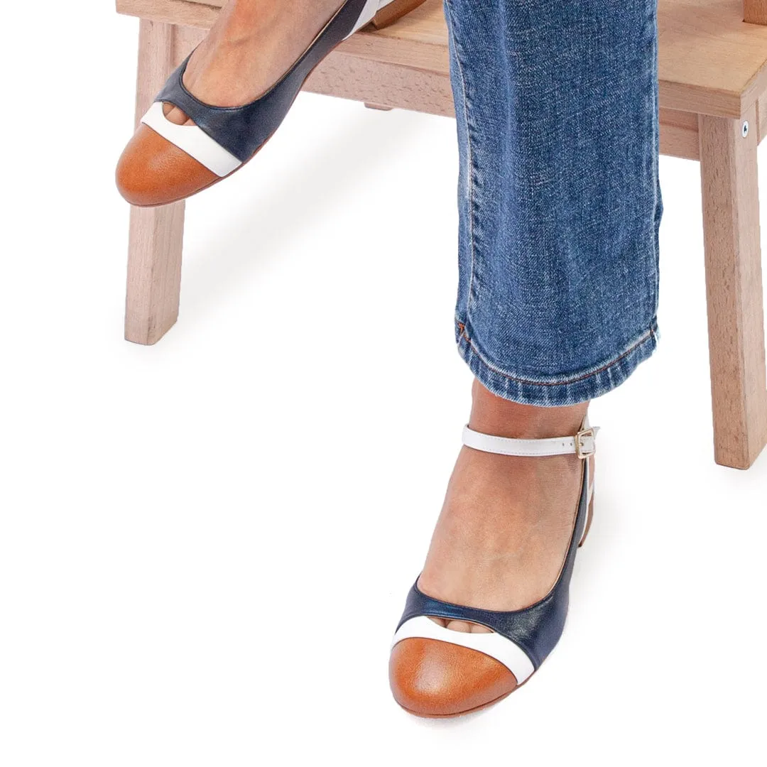 Mariola Vegan Leder aus Mais Slingback Pumps | Marineblau