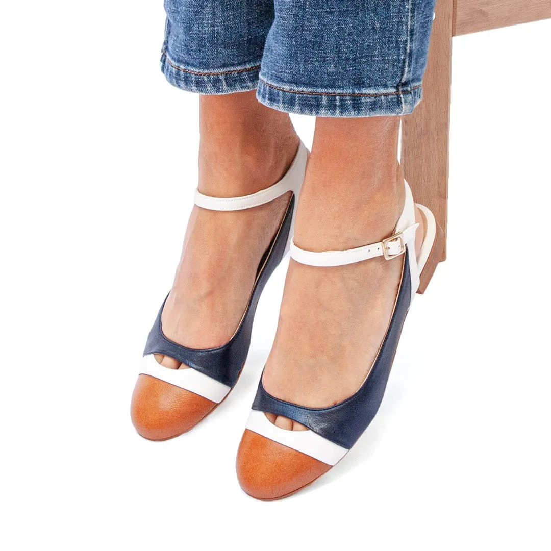 Mariola Vegan Leder aus Mais Slingback Pumps | Marineblau