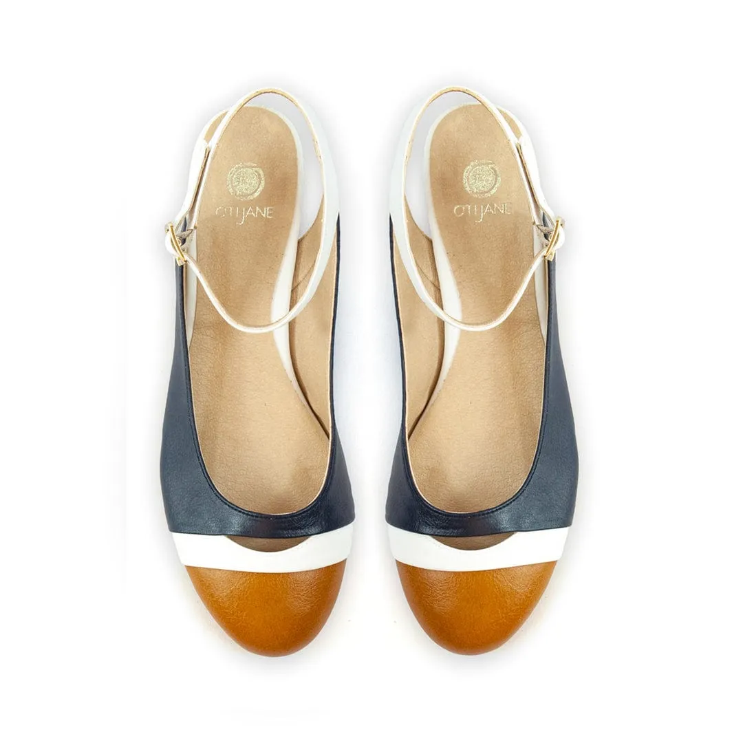 Mariola Vegan Leder aus Mais Slingback Pumps | Marineblau