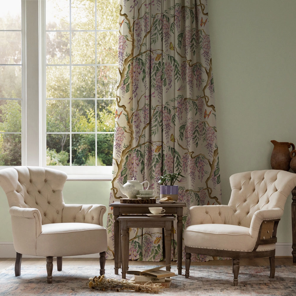 Mariposa Printed Cotton Fabric (By The Metre) Cream
