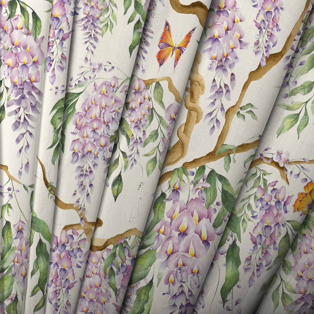 Mariposa Printed Cotton Fabric (By The Metre) Cream