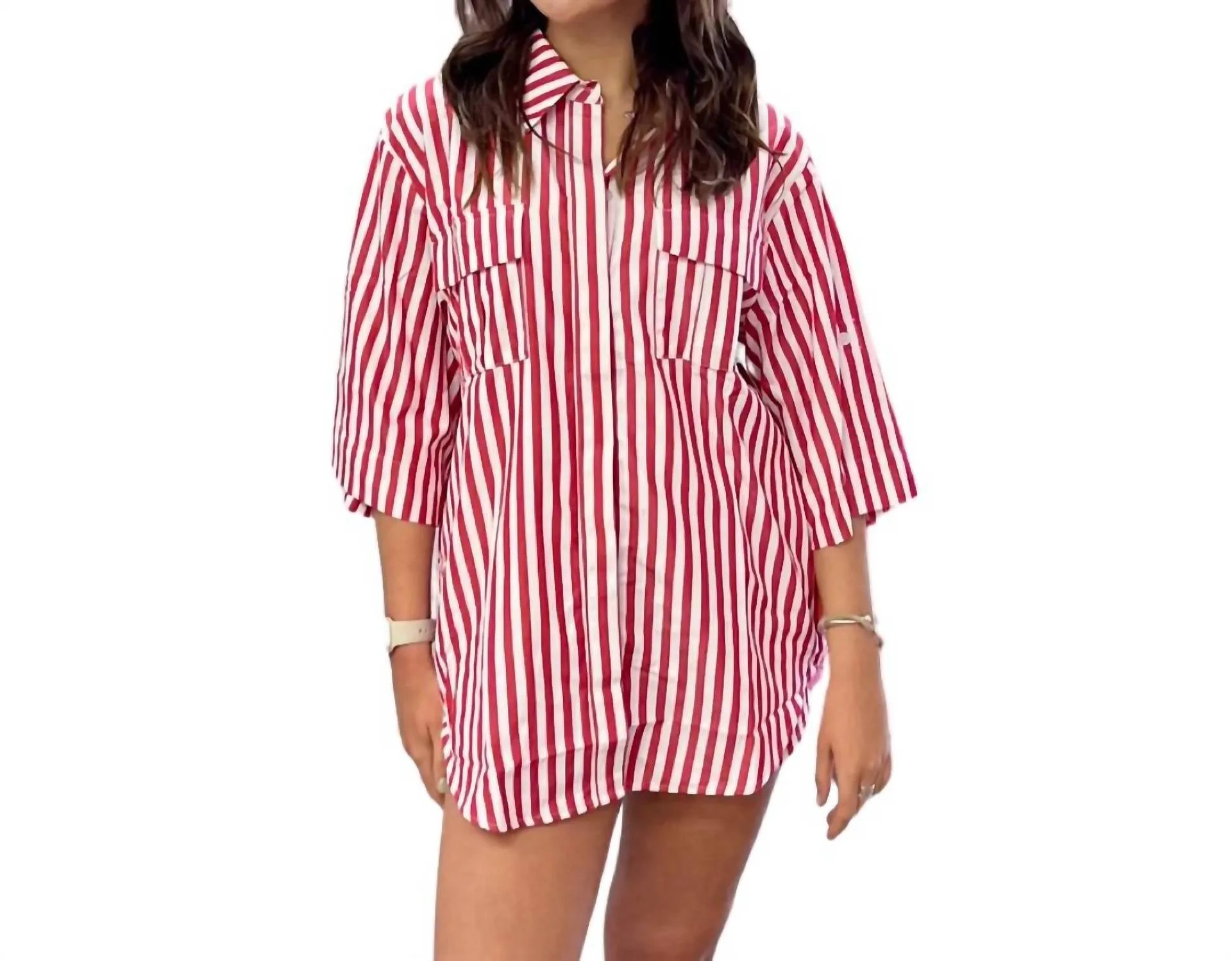 Martina Pyjama-Set In Roter Streifen