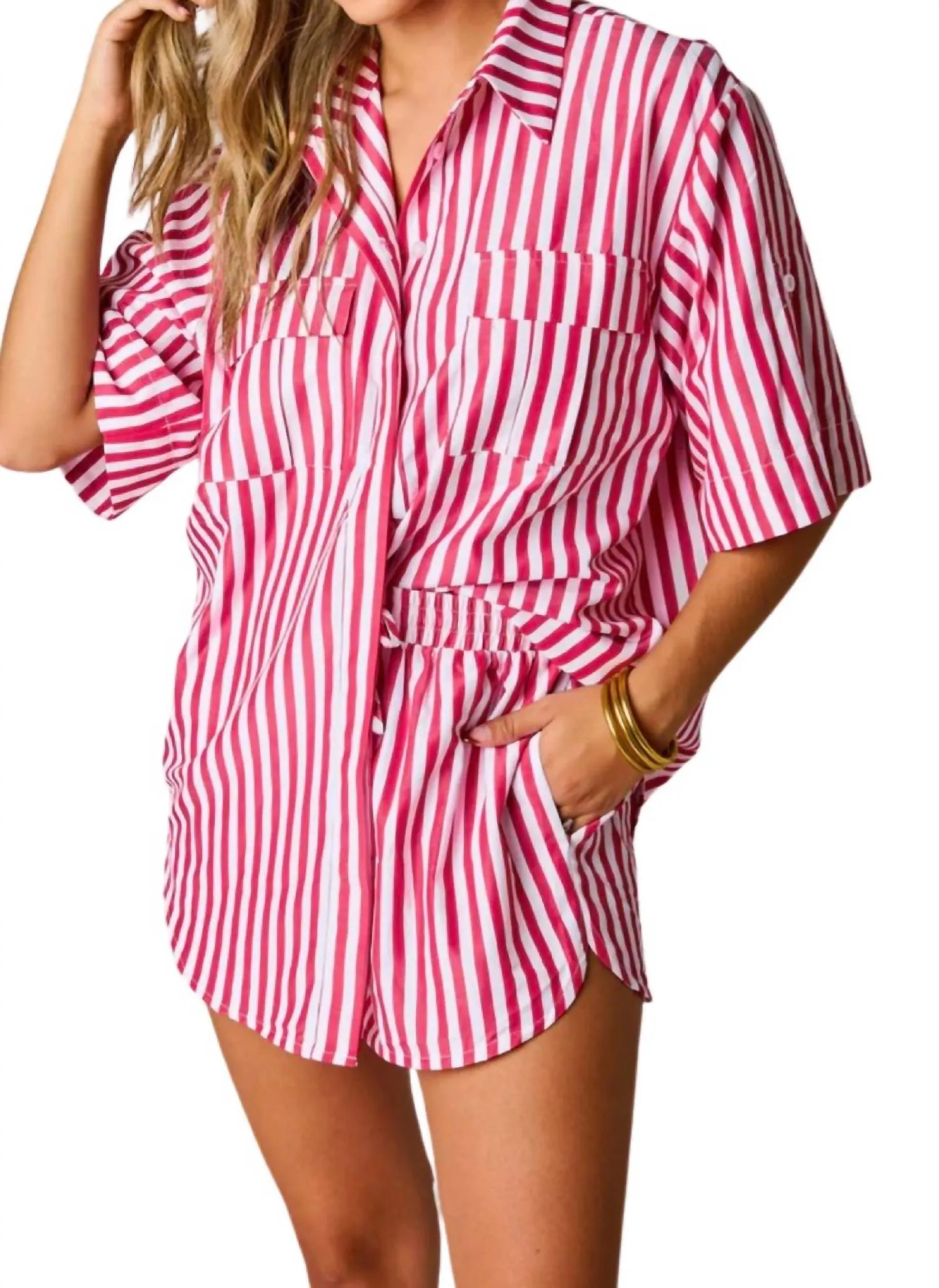Martina Pyjama-Set In Roter Streifen