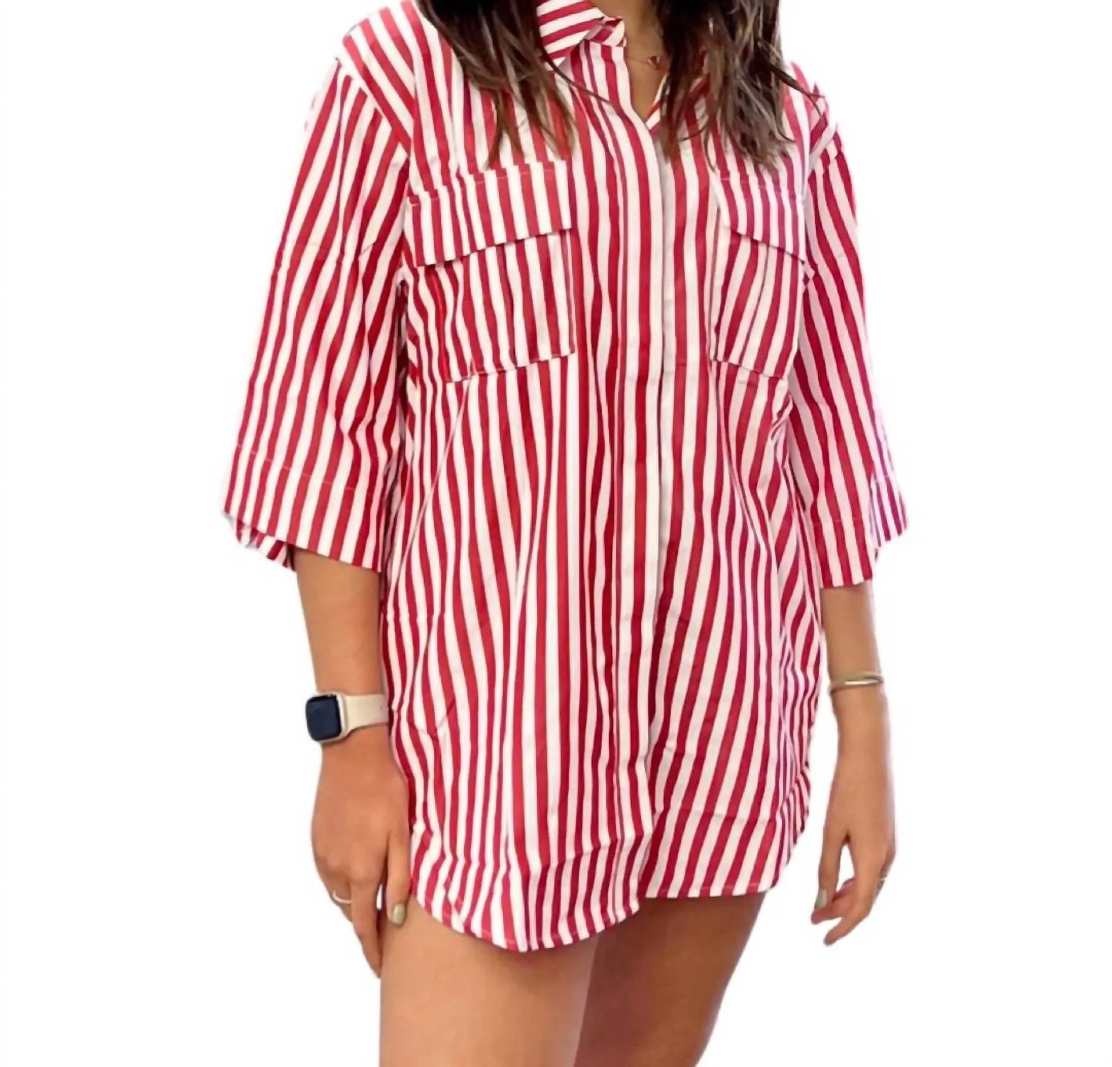 Martina Pyjama-Set In Roter Streifen