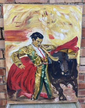 MATADOR OIL PAINTING SIGNED BY F. MARIANNI '66 classic mural painting