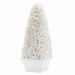 Mayfair Tall Boxwood Topiary in Blanc de Chine home display ornament