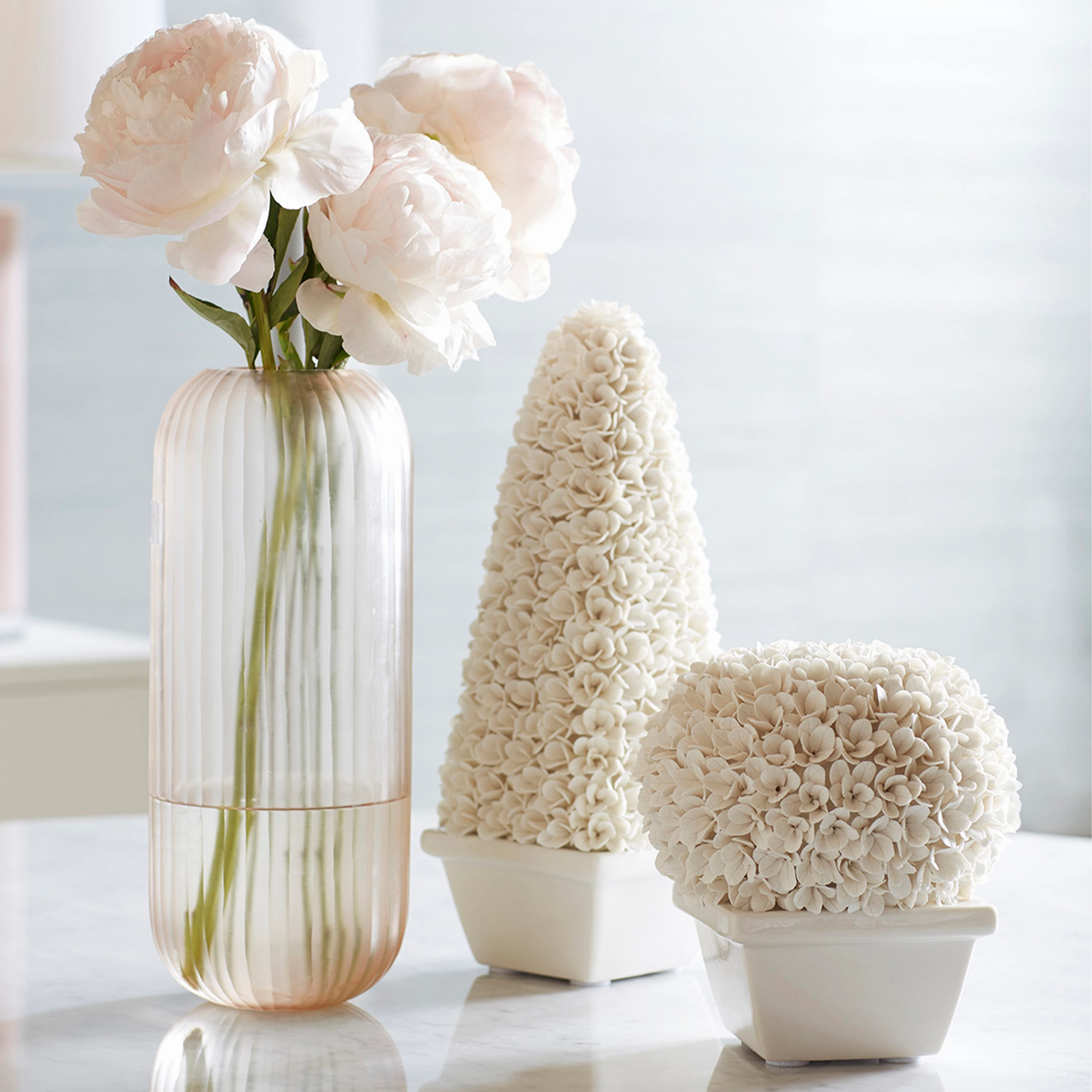 Mayfair Tall Boxwood Topiary in Blanc de Chine