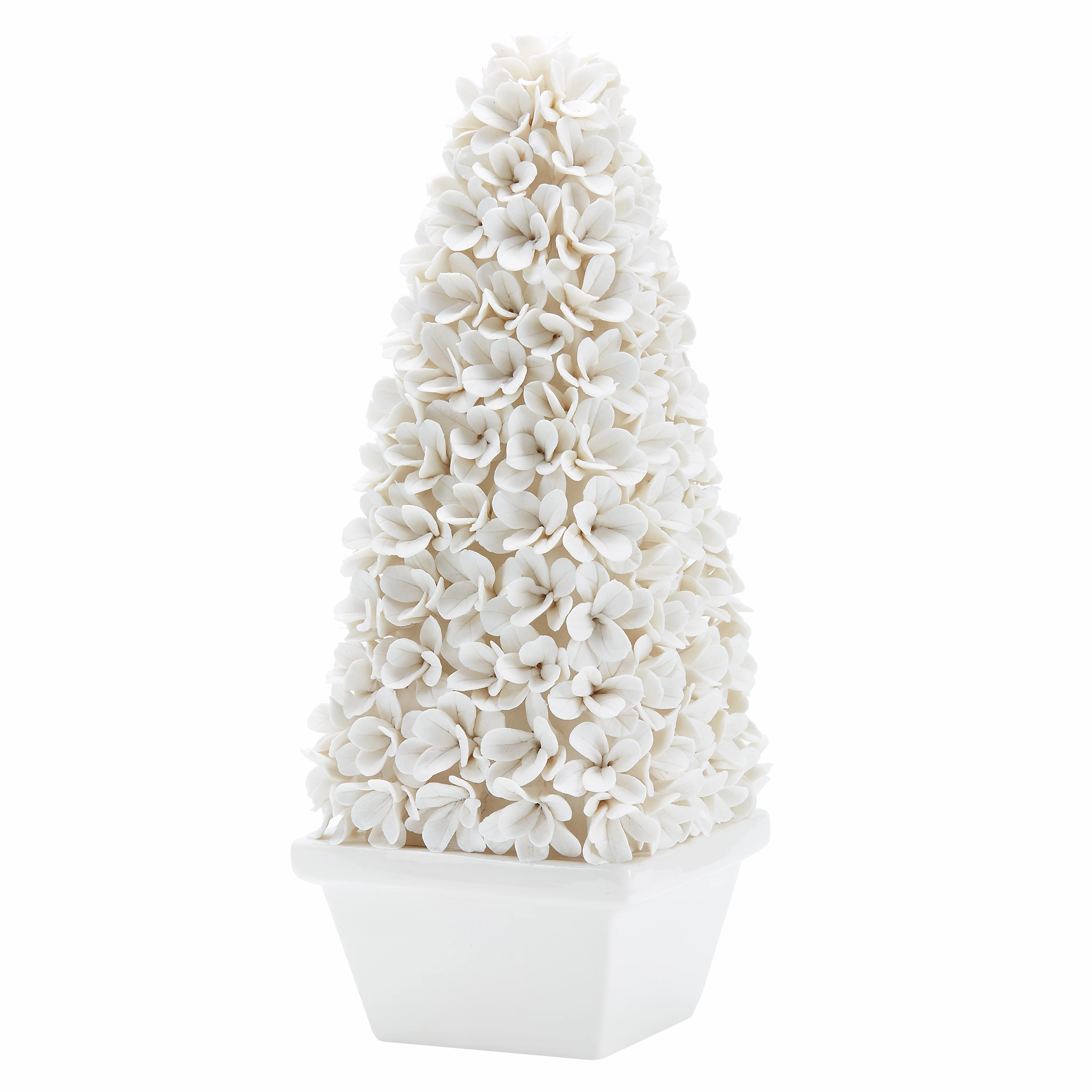 Mayfair Tall Boxwood Topiary in Blanc de Chine home display ornament