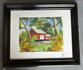 MCM BARN WATER COLOR PAINTING classic mural painting