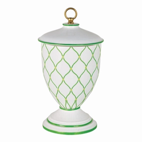 Meadow Green Lattice Porcelain Urn Jar home display ornament
