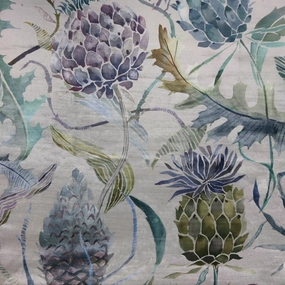 Meadwell Printed Velvet Fabric (By The Metre) Periwinkle elegant table cloth  
