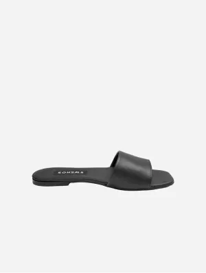 Mellow Damen Corn Leder Vegane Slides | Schwarz