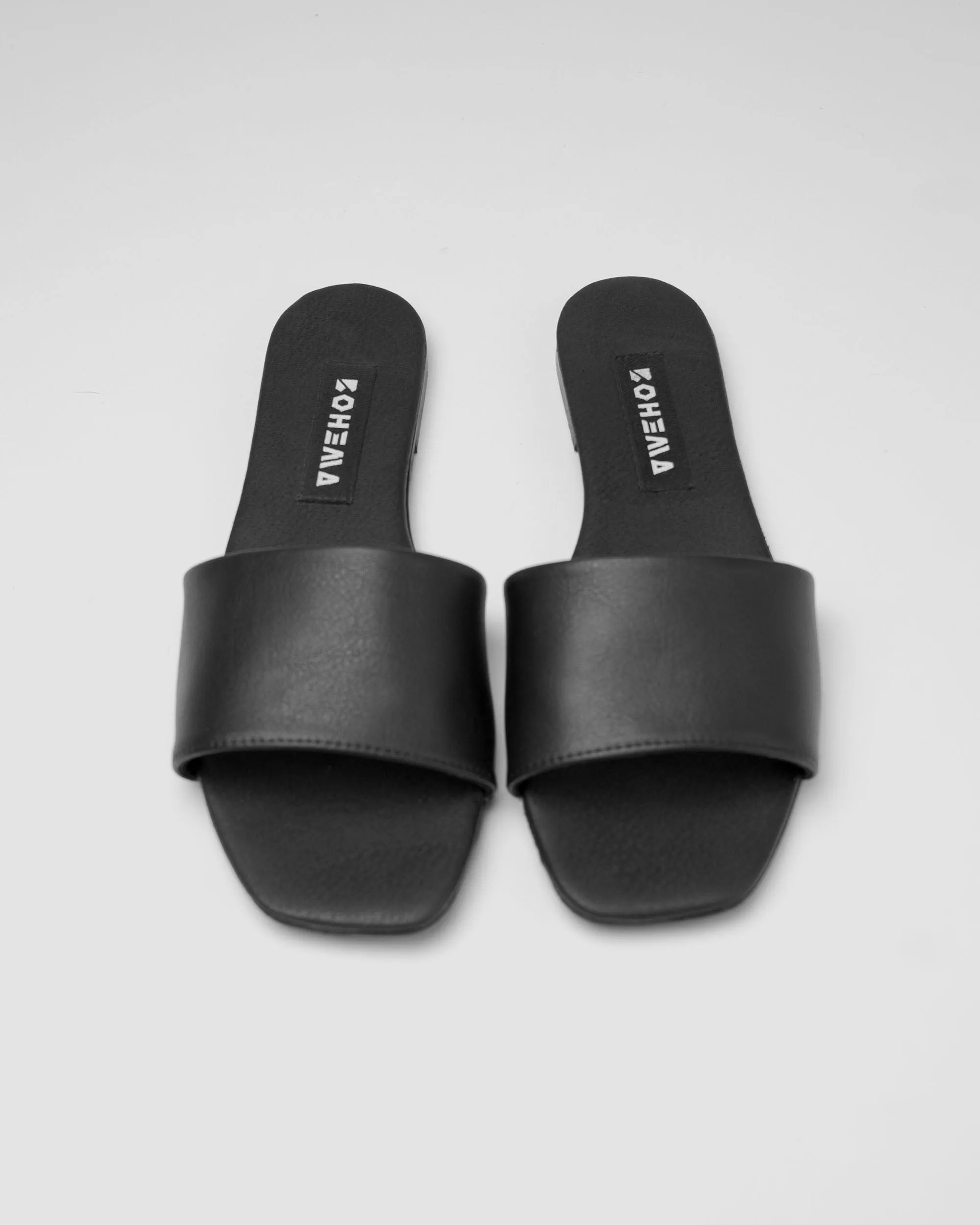 Mellow Damen Corn Leder Vegane Slides | Schwarz