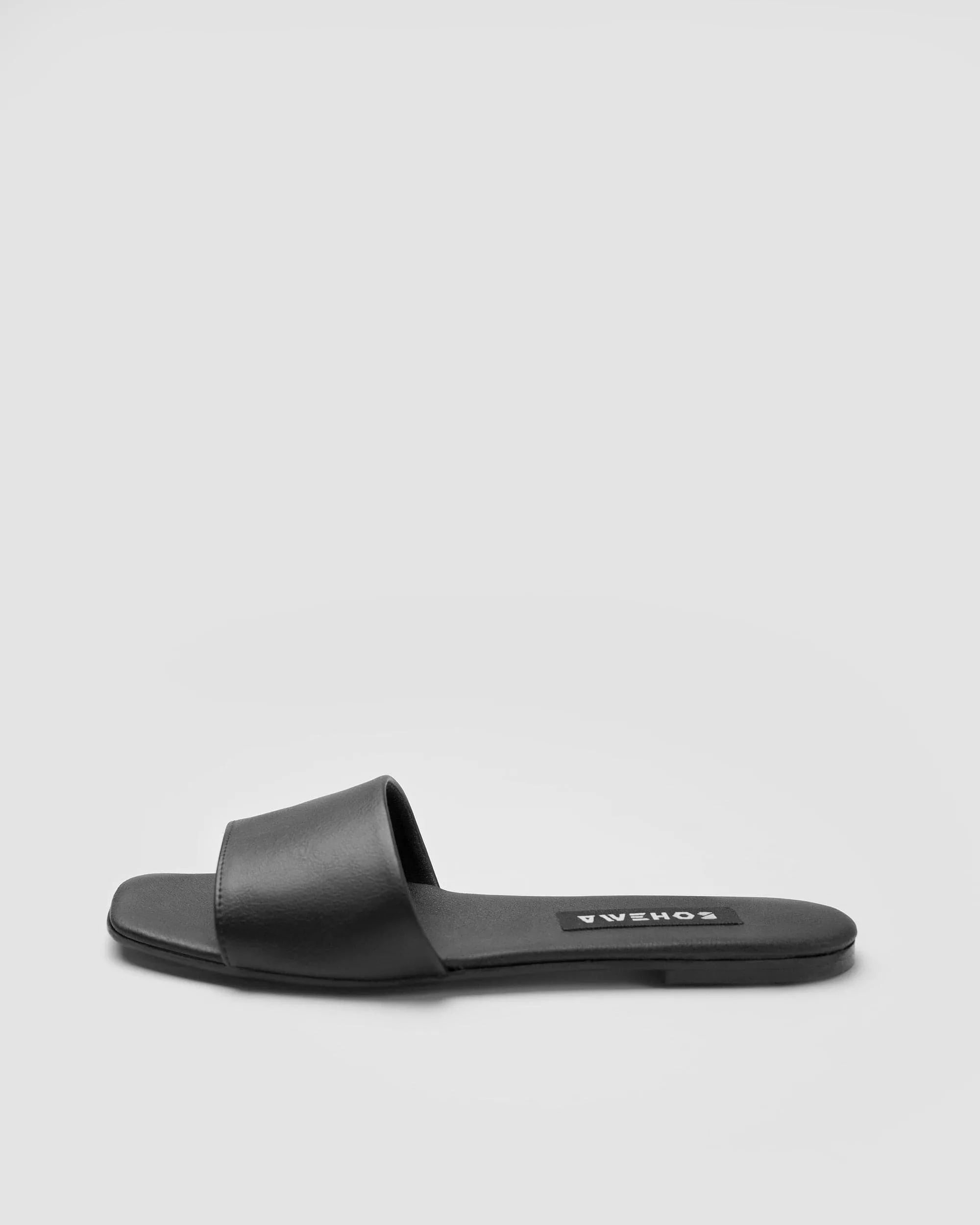 Mellow Damen Corn Leder Vegane Slides | Schwarz