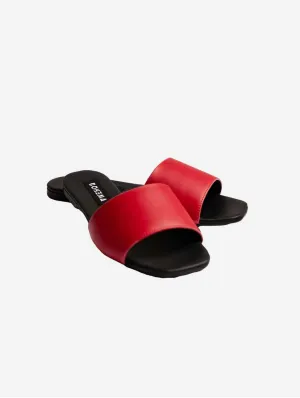 Mellow Damen Corn Leder Vegane Slides | Rot