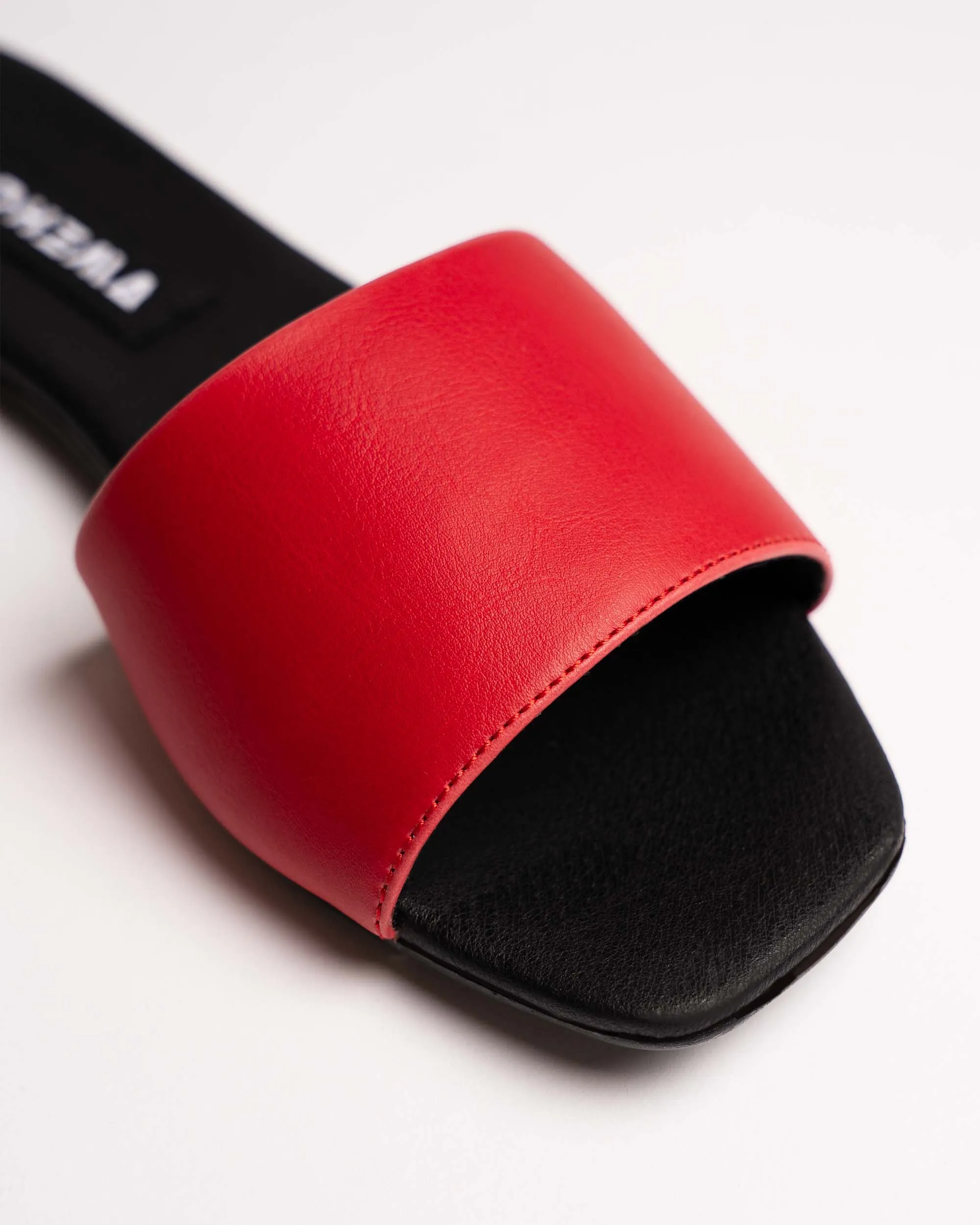 Mellow Damen Corn Leder Vegane Slides | Rot