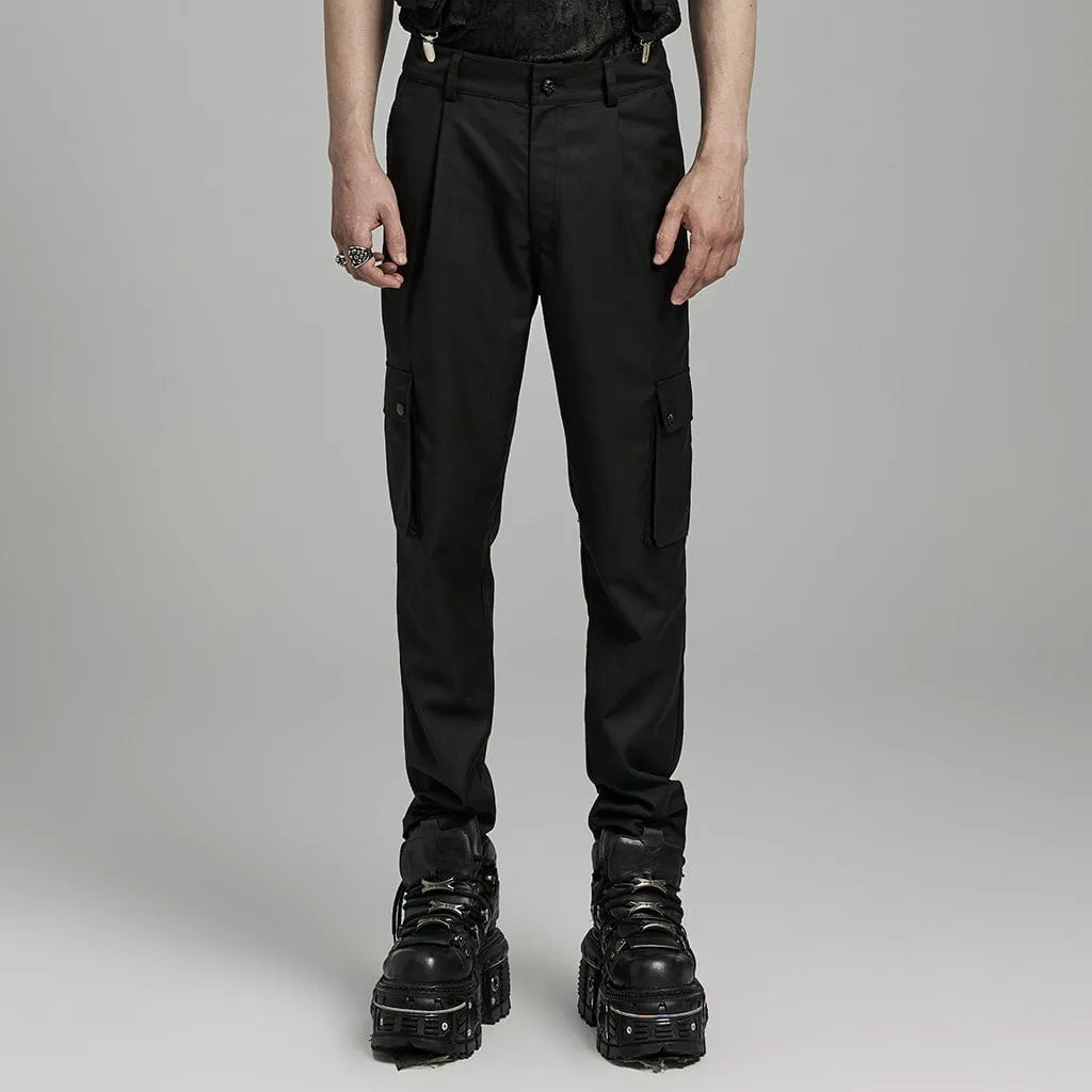 Herren-Punk-Hose mit großen Taschen und Totenkopf-Motiv