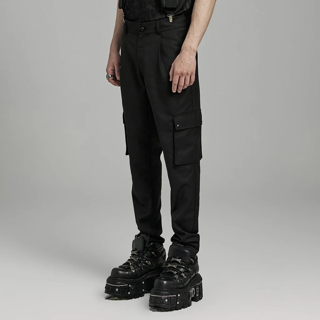 Herren-Punk-Hose mit großen Taschen und Totenkopf-Motiv