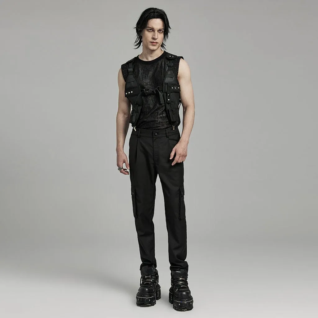 Herren-Punk-Hose mit großen Taschen und Totenkopf-Motiv